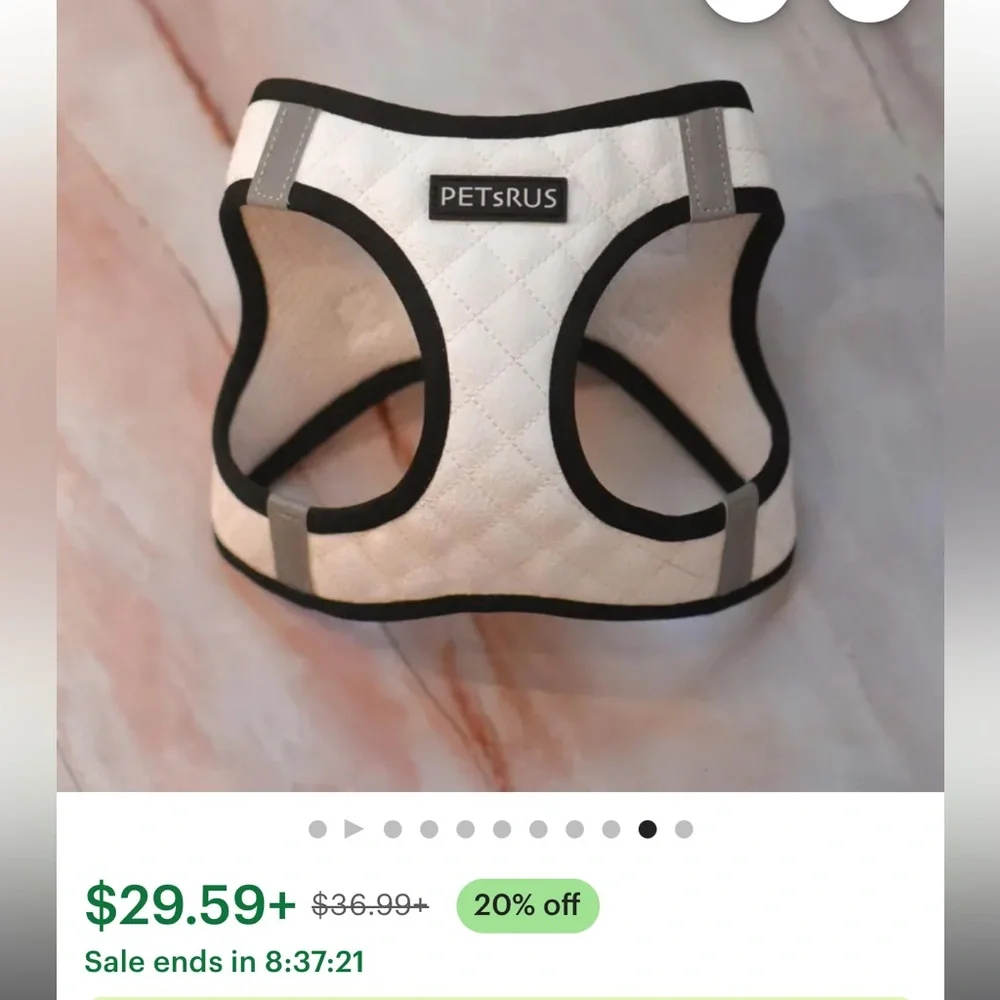 Quilted White and Black Pet Harness